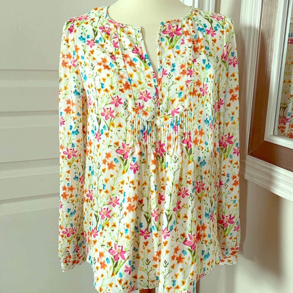 Cream, green and pink Floral Gap Blouse